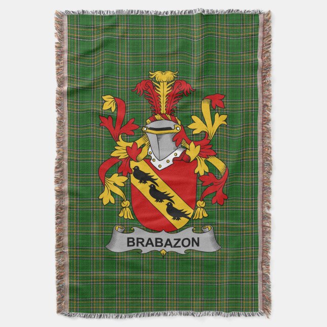  Irish Brabazon Coat of Arms Family Crest Ireland Throw Blanket (Front Vertical)