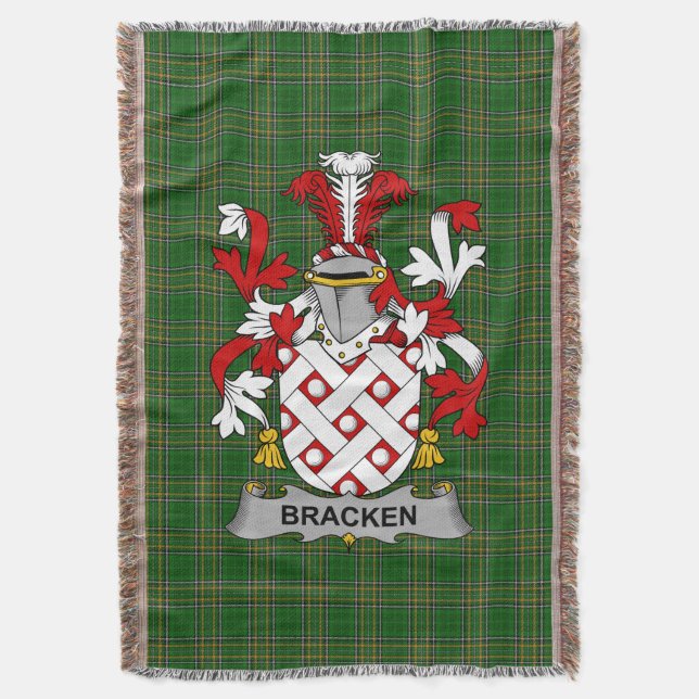  Irish Bracken or O_Bracken Coat of Arms Family Cr Throw Blanket (Front Vertical)