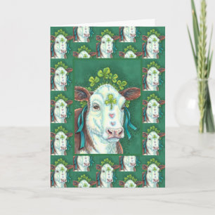 IRISH BRED ST. PATRICK'S DAY HEIFER, SHAMROCK COW CARD