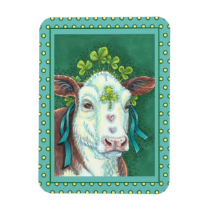 IRISH BRED ST. PATRICK'S DAY HEIFER, SHAMROCK COW MAGNET
