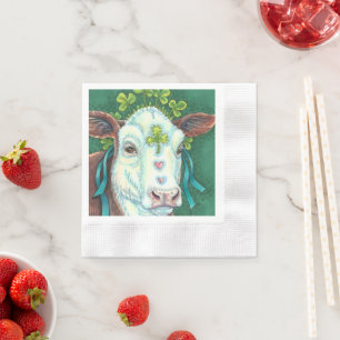 IRISH BRED ST. PATRICK'S DAY HEIFER, SHAMROCK COW NAPKIN