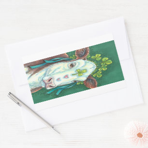 IRISH BRED ST. PATRICK'S DAY HEIFER, SHAMROCK COW RECTANGULAR STICKER