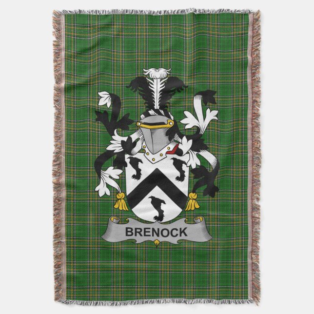  Irish Brenock Coat of Arms Family Crest Ireland Throw Blanket (Front Vertical)