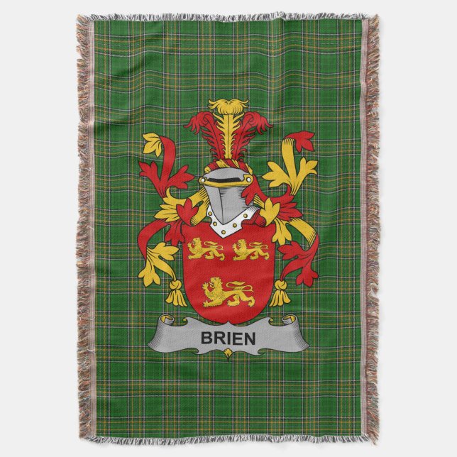  Irish Brien or Bryan Coat of Arms Family Crest Ir Throw Blanket (Front Vertical)