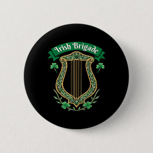 Irish Brigade Celtic Harp Heritage 6 Cm Round Badge