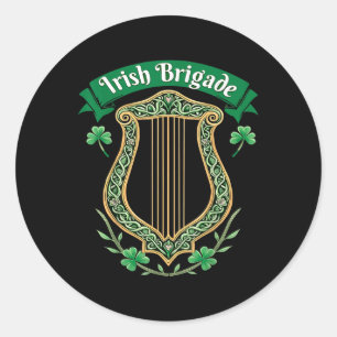 Irish Brigade Celtic Harp Heritage  Classic Round Sticker