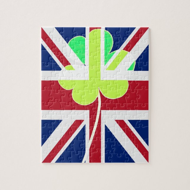 Irish British Flag Shamrock Clover St. Patrick UK Jigsaw Puzzle (Vertical)