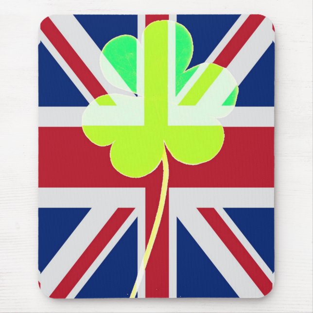 Irish British Flag Shamrock Clover St. Patrick UK Mouse Mat (Front)