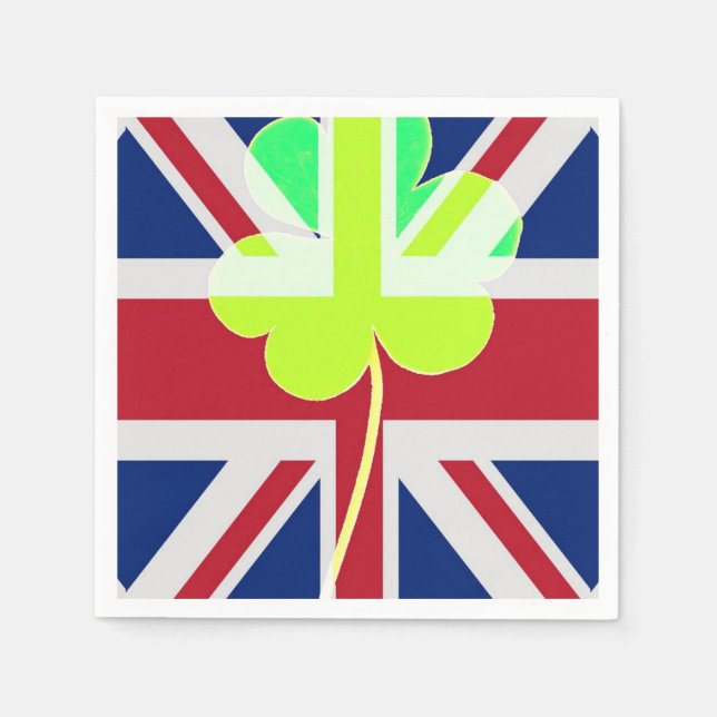 Irish British Flag Shamrock Clover St. Patrick UK Napkin (Front)