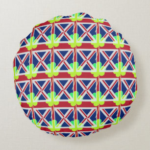 Irish British Flag Shamrock Clover St. Patrick UK Round Cushion