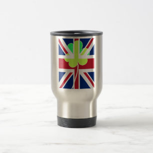 Irish British Flag Shamrock Clover St. Patrick UK Travel Mug