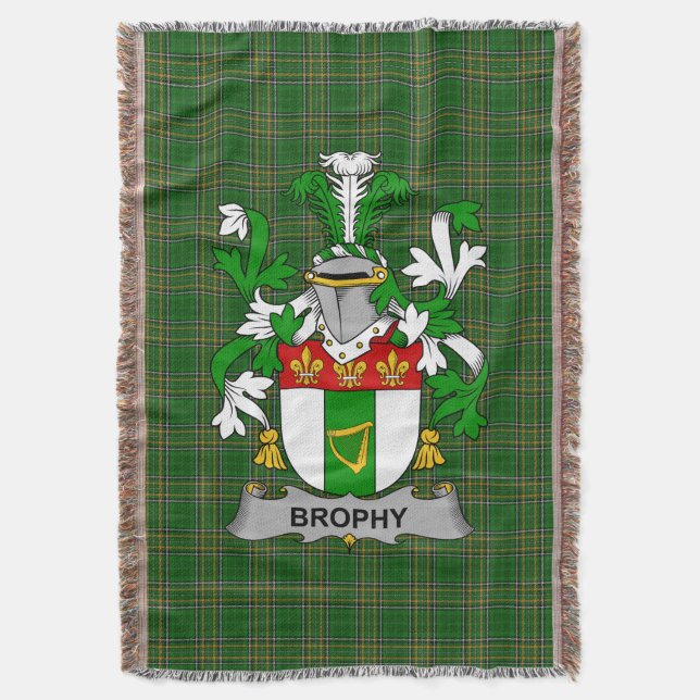  Irish Brophy or O_Brophy Coat of Arms Family Cres Throw Blanket (Front Vertical)