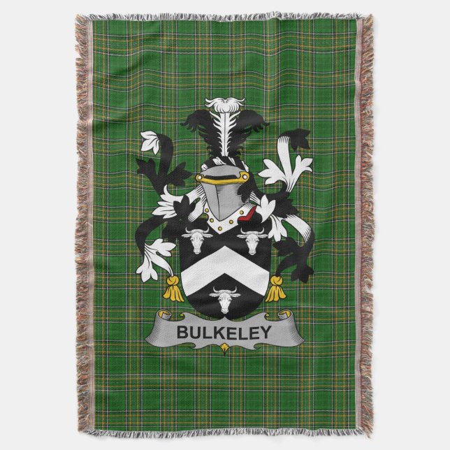  Irish Bulkeley Coat of Arms Family Crest Ireland Throw Blanket (Front Vertical)