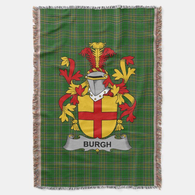  Irish Burgh Coat of Arms Family Crest Ireland Throw Blanket (Front Vertical)