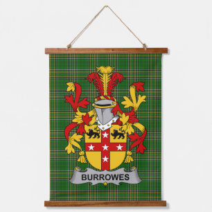 Irish Burrowes Coat of Arms Family Crest Hanging Tapestry