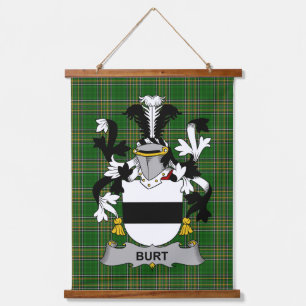 Irish Burt or Birt Coat of Arms Family Crest Hanging Tapestry