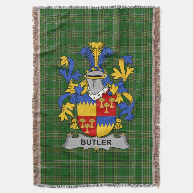  Irish Butler Coat of Arms Family Crest Ireland Throw Blanket (Front Vertical)