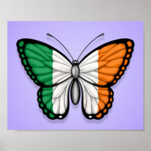 Irish Butterfly Flag on Purple Poster