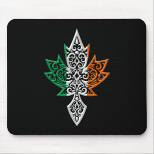 Irish Canadian Maple Leaf - black Mouse Mat