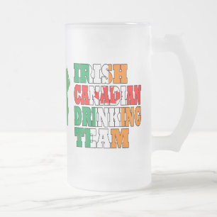 Irish Canadian St Patricks day Frosted Glass Beer Mug