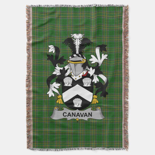  Irish Canavan or O_Canavan Coat of Arms Family Cr Throw Blanket (Front Vertical)