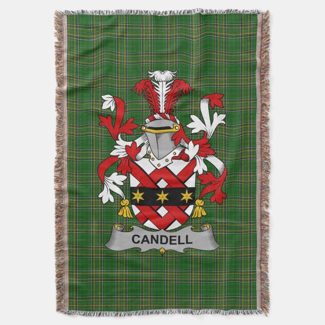  Irish Candell Coat of Arms Family Crest Ireland Throw Blanket (Front Vertical)