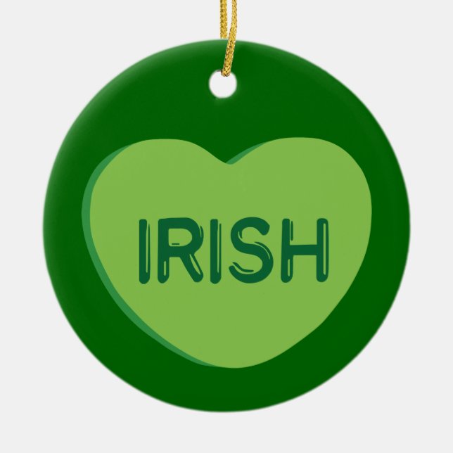 Irish Candy Heart Ceramic Tree Decoration (Front)