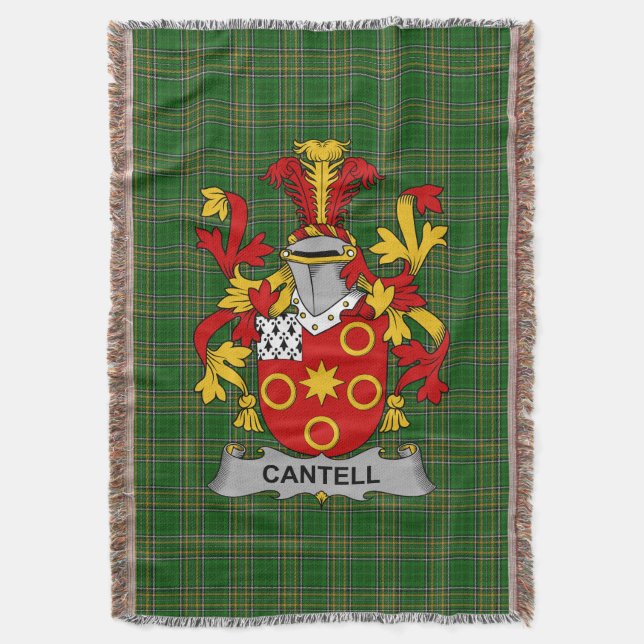  Irish Cantell Coat of Arms Family Crest Ireland Throw Blanket (Front Vertical)
