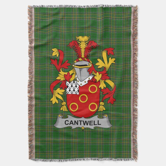  Irish Cantwell Coat of Arms Family Crest Ireland Throw Blanket (Front Vertical)
