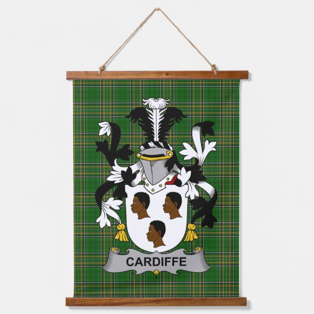 Irish Cardiffe Coat of Arms Family Crest Hanging Tapestry (Front)