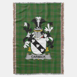 Irish Carmick Coat of Arms Family Crest Ireland Throw Blanket