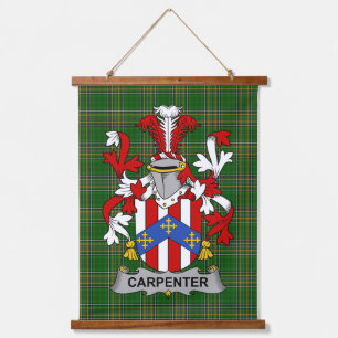 Irish Carpenter Coat of Arms Family Crest Hanging Tapestry