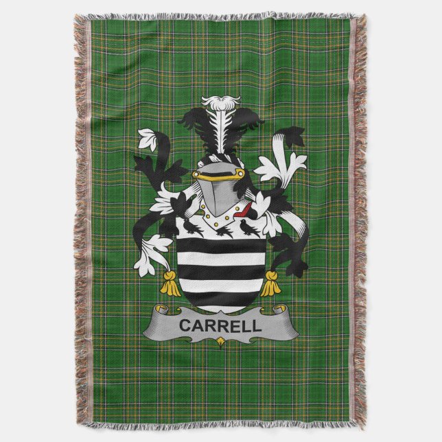  Irish Carrell Coat of Arms Family Crest Ireland Throw Blanket (Front Vertical)