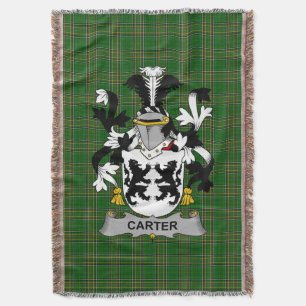 Irish Carter Coat of Arms Family Crest Ireland Throw Blanket