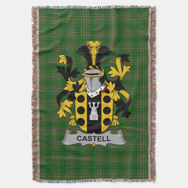  Irish Castell Coat of Arms Family Crest Ireland Throw Blanket (Front Vertical)