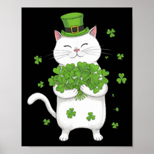 Irish Cat Shamrock St Patricks Day Cute Saint Patt Poster