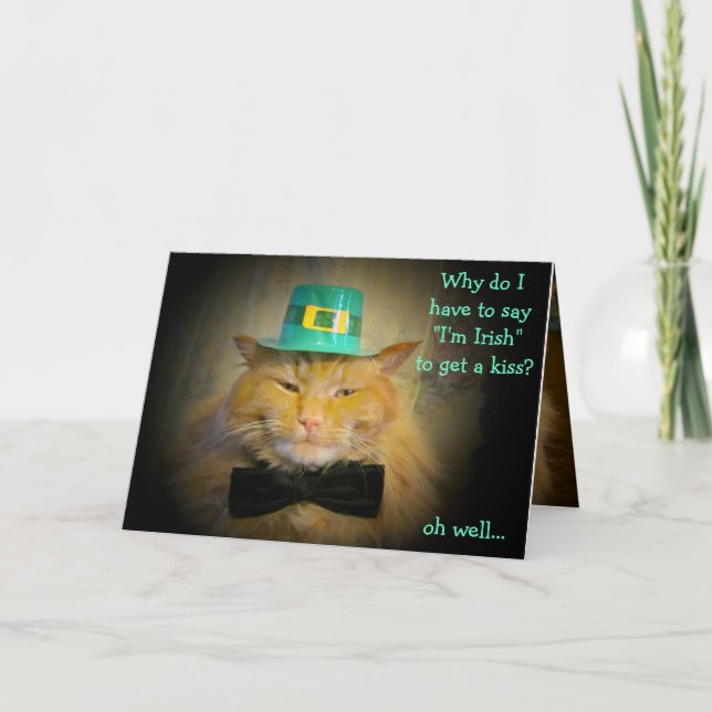 Irish Cat wants a Kiss Card (Front)