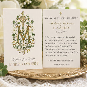 Irish Catholic  Marian Monogram Wedding Shamrocks