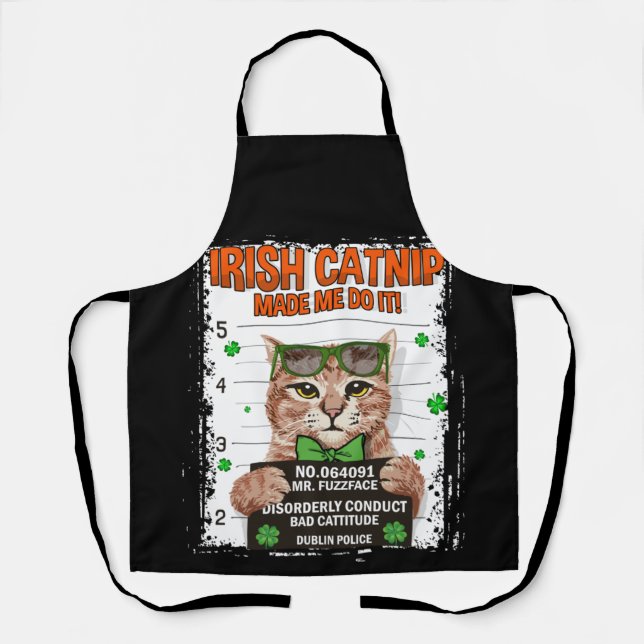 Irish Catnip St Patrick's Day Shamrock Cat Apron (Front)
