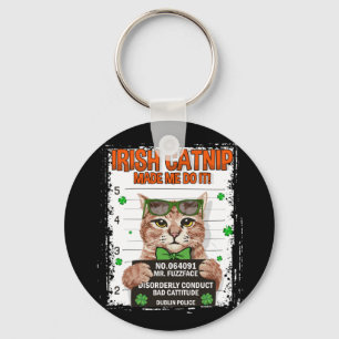 Irish Catnip St Patrick's Day Shamrock Cat Key Ring