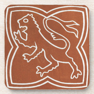 Irish Celtic Art Design Red Lion Tile Coaster