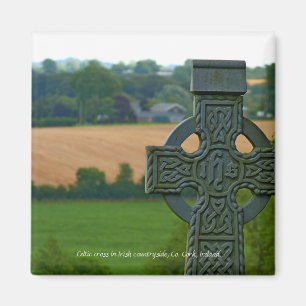 Irish Celtic Cross, Ireland countryside Magnet