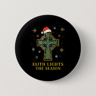 Irish Celtic Cross Knot Christian Faith Santa Hat 6 Cm Round Badge