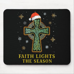 Irish Celtic Cross Knot Christian Faith Santa Hat Mouse Mat