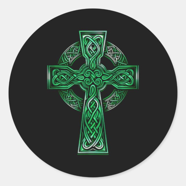 Irish Celtic Cross Knot Christian Holy Trinity Sco Classic Round Sticker (Front)