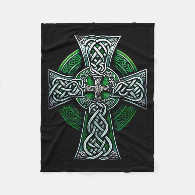 Irish Celtic Cross Knot Christian Holy Trinity Sco Fleece Blanket (Front)