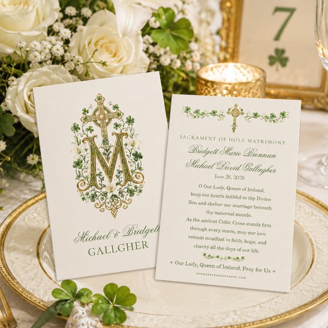 Irish Celtic Cross Wedding Prayer Card Favour (Creator Uploaded)