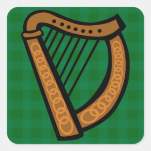 Irish Celtic Harp Square Sticker