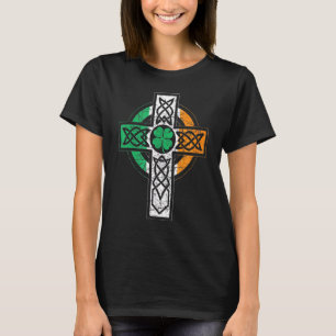 Irish Celtic Knot Christian Cross Ireland Flag Sha T-Shirt