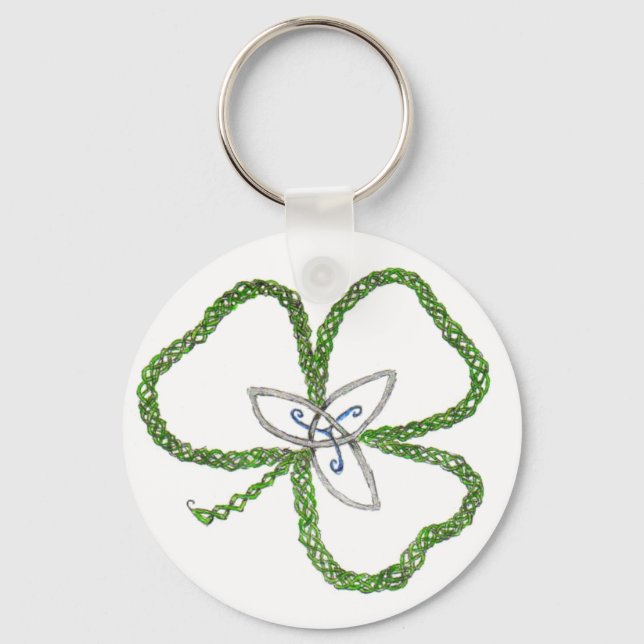 Irish Celtic Shamrock Knot Key Ring (Front)